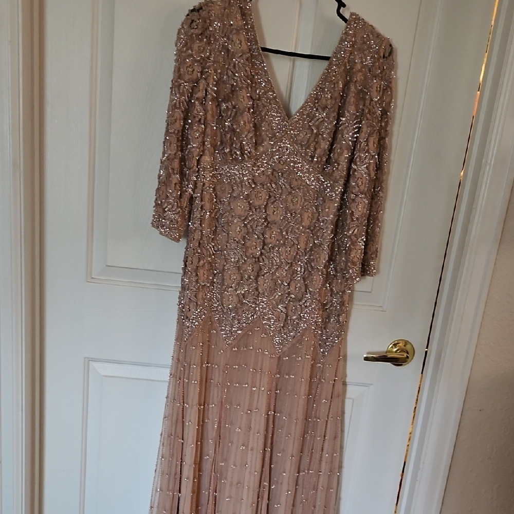 Pissaro Nights Elagant tea Length Beaded Gown.fully Lined Worn Once For Wedding